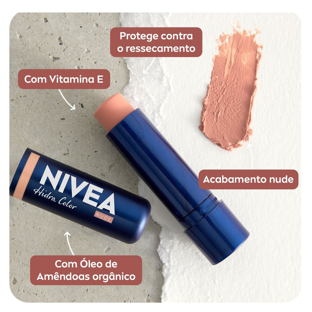 Hidratante Labial Nivea Hidra Color Nude 4,8g — imagem 4 | Drogaria Taveira