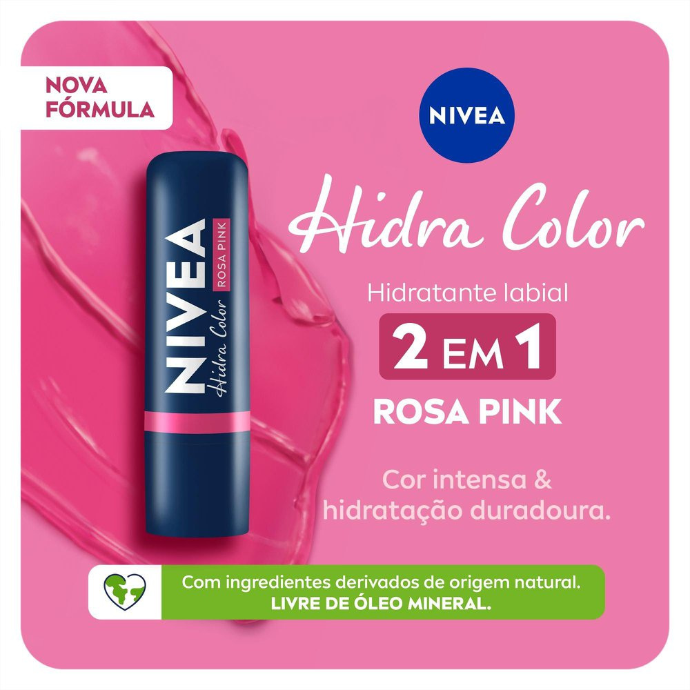 Hidratante Labial Nivea Hidra Color Rosa Pink 4,8g — imagem 2 | Drogaria Taveira