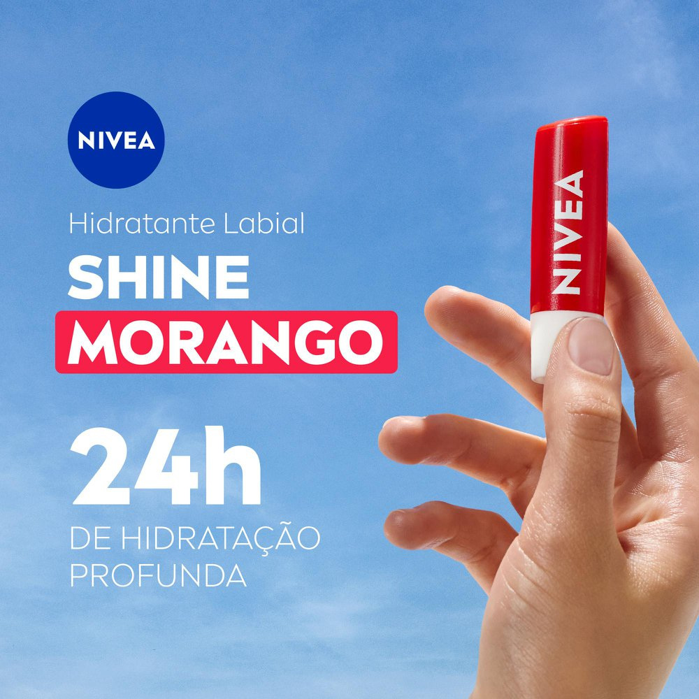 Hidratante Labial Nivea Morango Shine 4,8g — imagem 2 | Drogaria Taveira