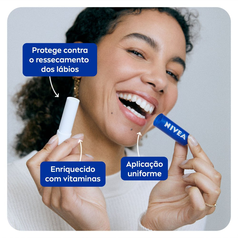 Hidratante Labial Nivea Original Care 4,8g — imagem 3 | Drogaria Taveira