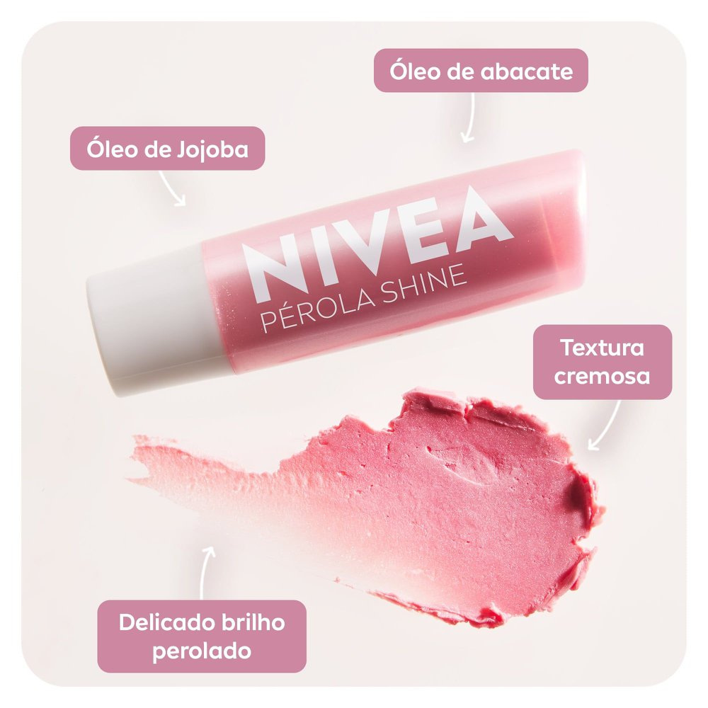 Hidratante Labial Nivea Pérola Shine 4,8g — imagem 3 | Drogaria Taveira