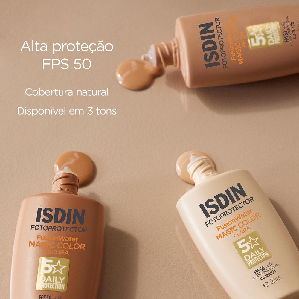 ISDIN Protetor Solar Facial Fusion Water 5 Stars Color FPS 50 - Cor Média - 50ml — imagem 3 | Drogaria Taveira