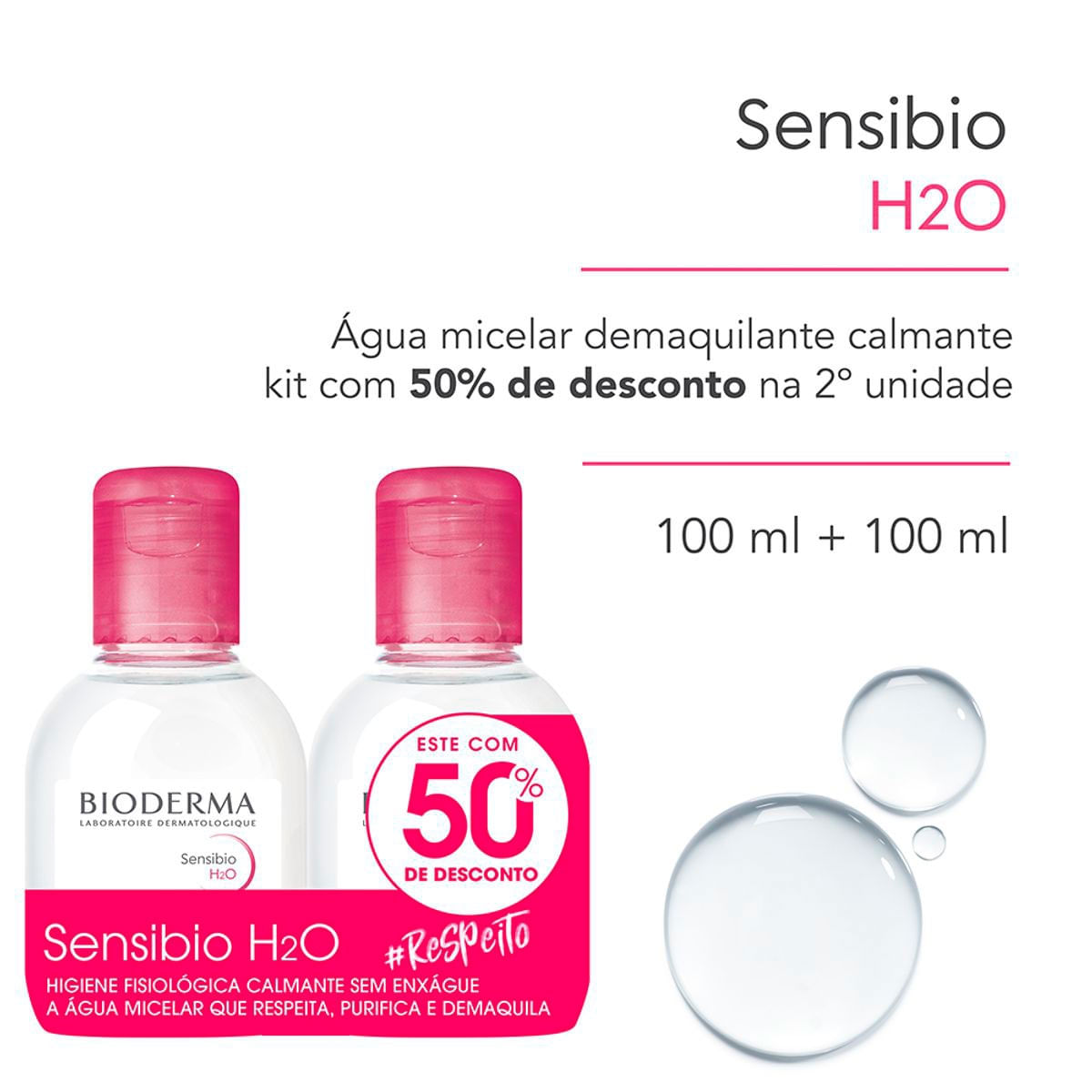 Kit Água Micelar Bioderma Sensibio H2O 100ml 2 Unidades — imagem 2 | Drogaria Taveira