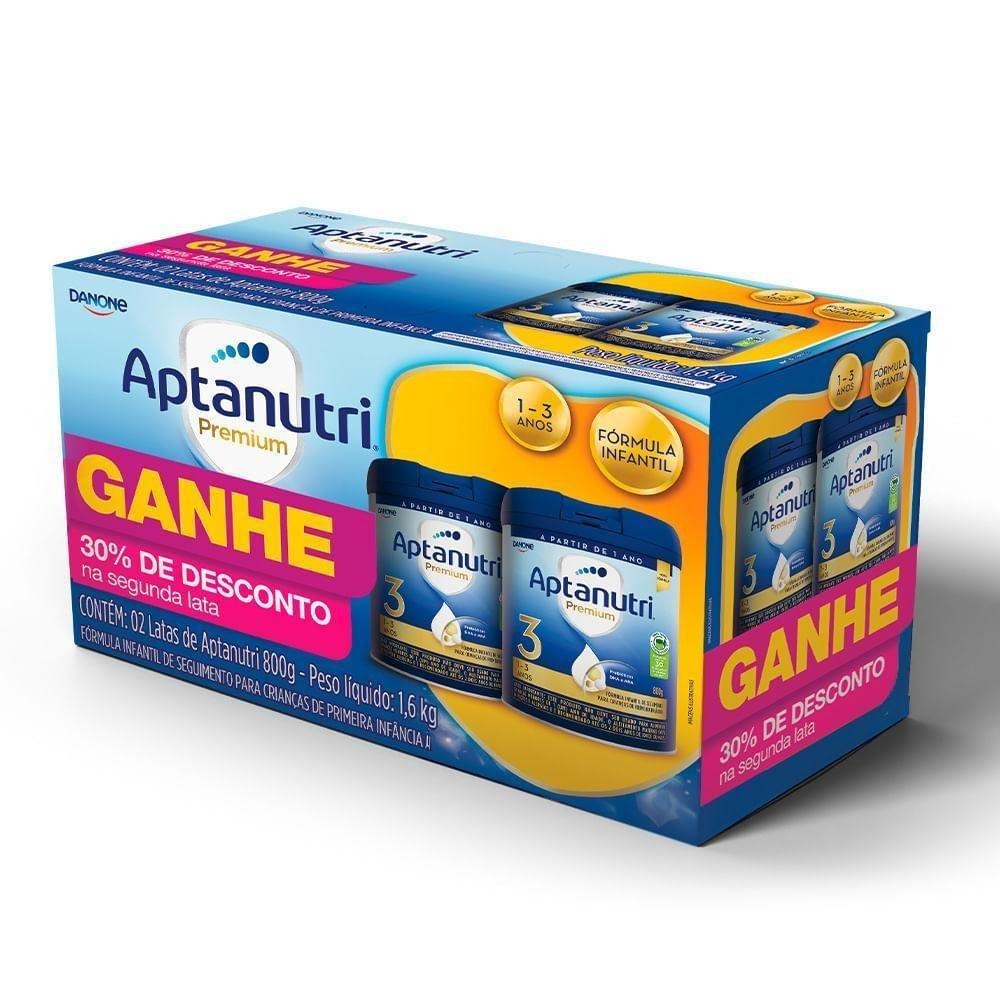 Kit Aptanutri Fórmula Infantil Premium 3 1 a 3 anos 800g 2 Unidades — Aptanutri | Drogaria Taveira