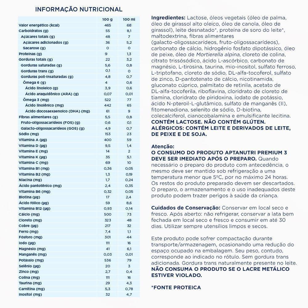 Kit Aptanutri Fórmula Infantil Premium 3 1 a 3 anos 800g 2 Unidades — imagem 4 | Drogaria Taveira