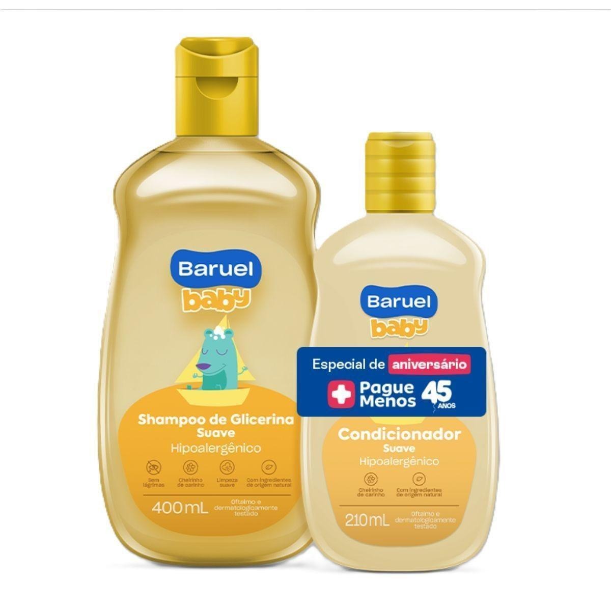 Kit Baruel Baby Shampoo De Glicerina Suave 400ml + Condicionador Suave 210ml Oferta Especial 45 Anos — Baruel Baby | Drogaria Taveira