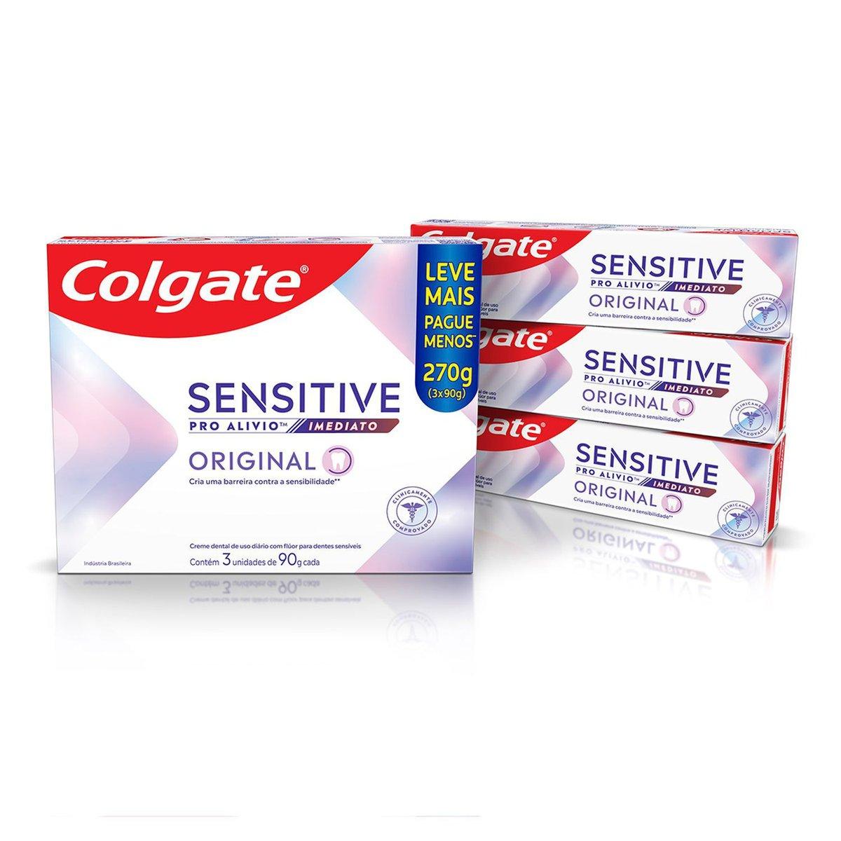Kit Creme Dental Colgate Sensitive Pro Alívio Imediato Original 90g 3 Unidades — Colgate | Drogaria Taveira