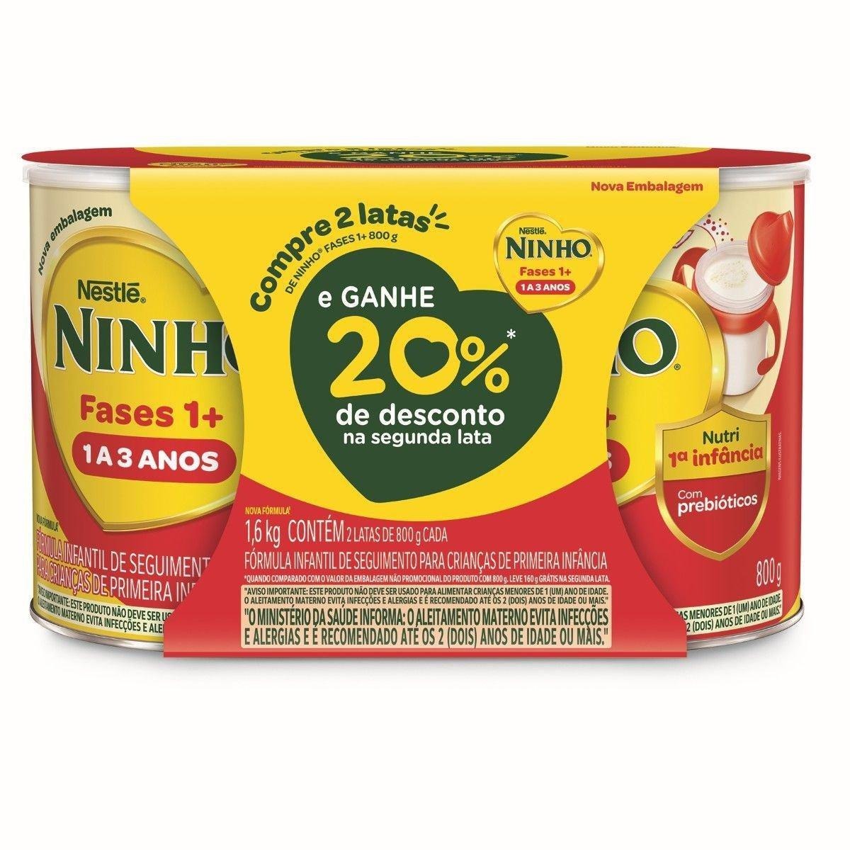 Kit Fórmula Infantil ninho fases 1+ Com 2 Unidades de 800g — Ninho | Drogaria Taveira