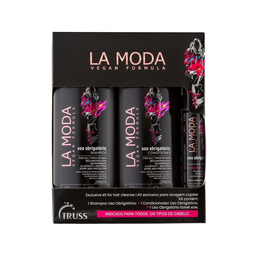 Kit La Moda Uso Obrigatório Shampoo 300ml 1 Uni + Condicionador 300ml 1uni + Finalizador Uso Obrigatório 30ml 1 Uni — Truss | Drogaria Taveira