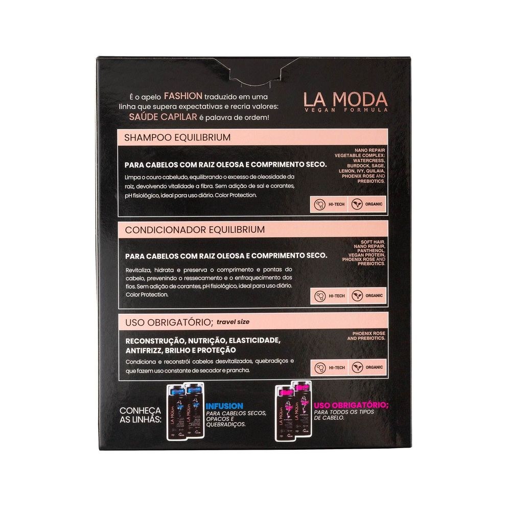 Kit Lavagem Capilar La Moda Vegan Shampoo 300ml 1 Uni + Condicionador 300ml 1uni + Reconstrutor 30ml 1 Uni — imagem 4 | Drogaria Taveira
