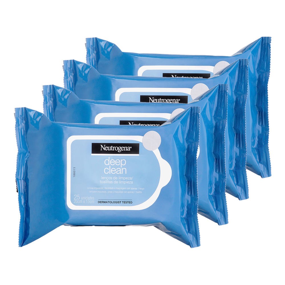 Kit Lenço Demaquilante Neutrogena Deep Clean Intensive - 4 Unidades — Neutrogena | Drogaria Taveira