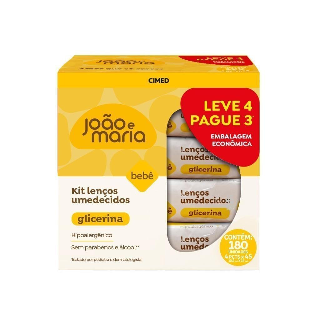 Kit Lenço Umedecido João E Maria Com Fragrância Bebê Pacote 4 Und 45 Unidades Cada Leve 4 Pague 3 — João e Maria | Drogaria Taveira