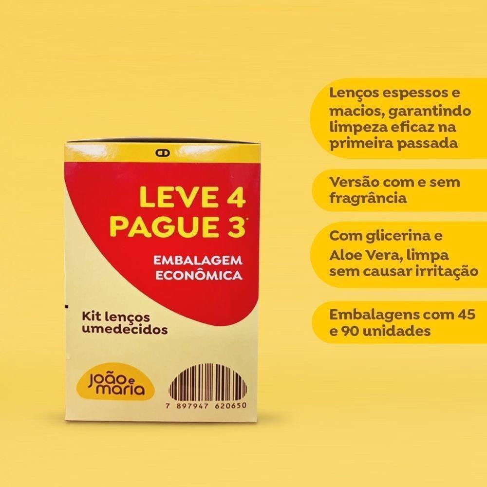 Kit Lenço Umedecido João E Maria Com Fragrância Bebê Pacote 4 Und 45 Unidades Cada Leve 4 Pague 3 — imagem 4 | Drogaria Taveira