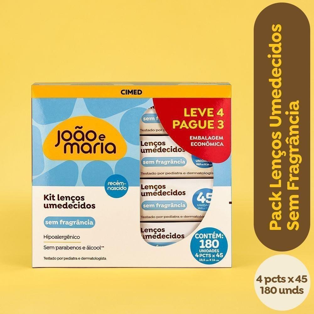 Kit Lenço Umedecido João E Maria Recém-Nascido Sem Fragrância Com Glicerina E Aloe Vera 4 Un Com 45 Folhas Cada Leve 4 Pague 3 Unidades — imagem 2 | Drogaria Taveira