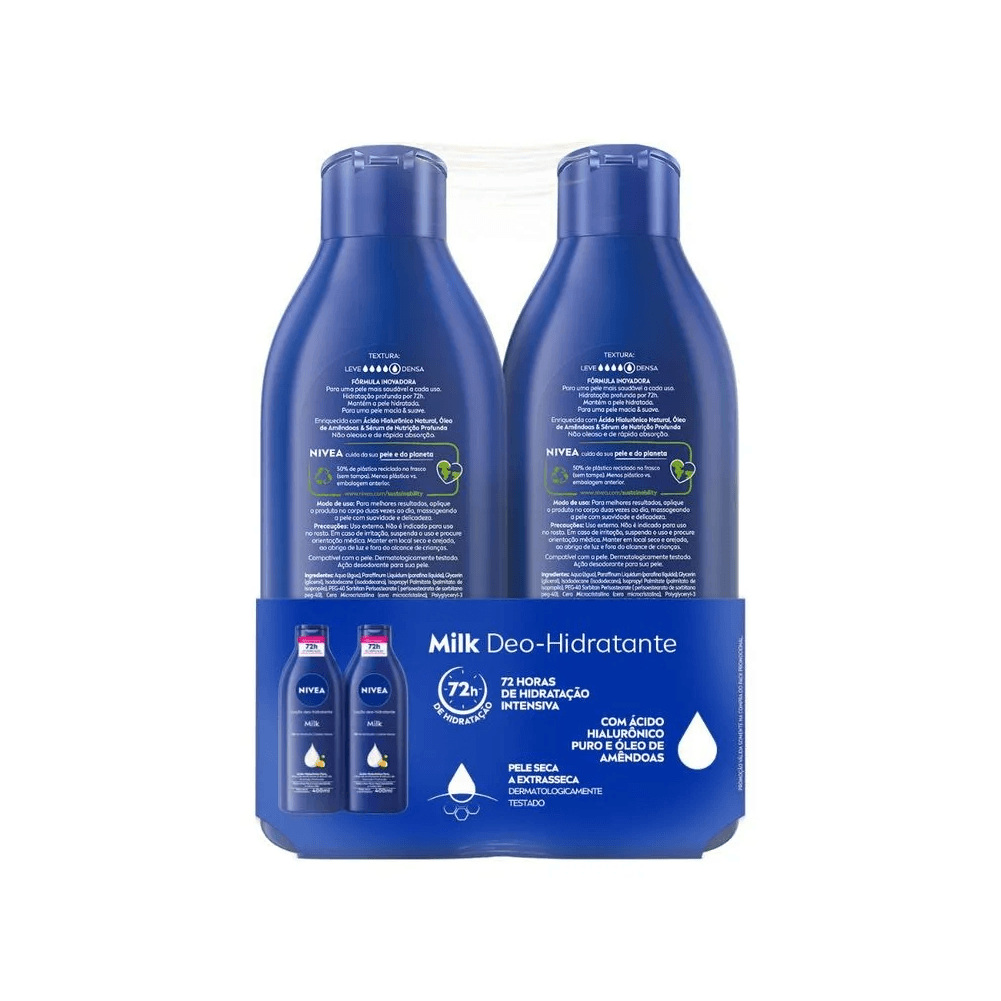 Kit Loção Hidratante Nivea Milk 400ml 2 Unidades — imagem 3 | Drogaria Taveira