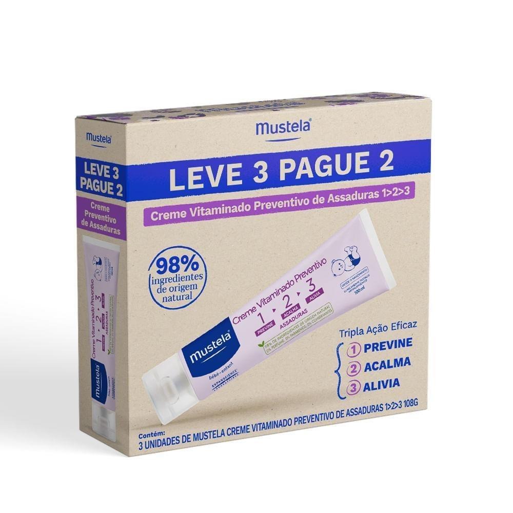 Kit Mustela Creme Vitaminado 123 Preventivo de Assaduras 36g 3 Unidades — Mustela | Drogaria Taveira