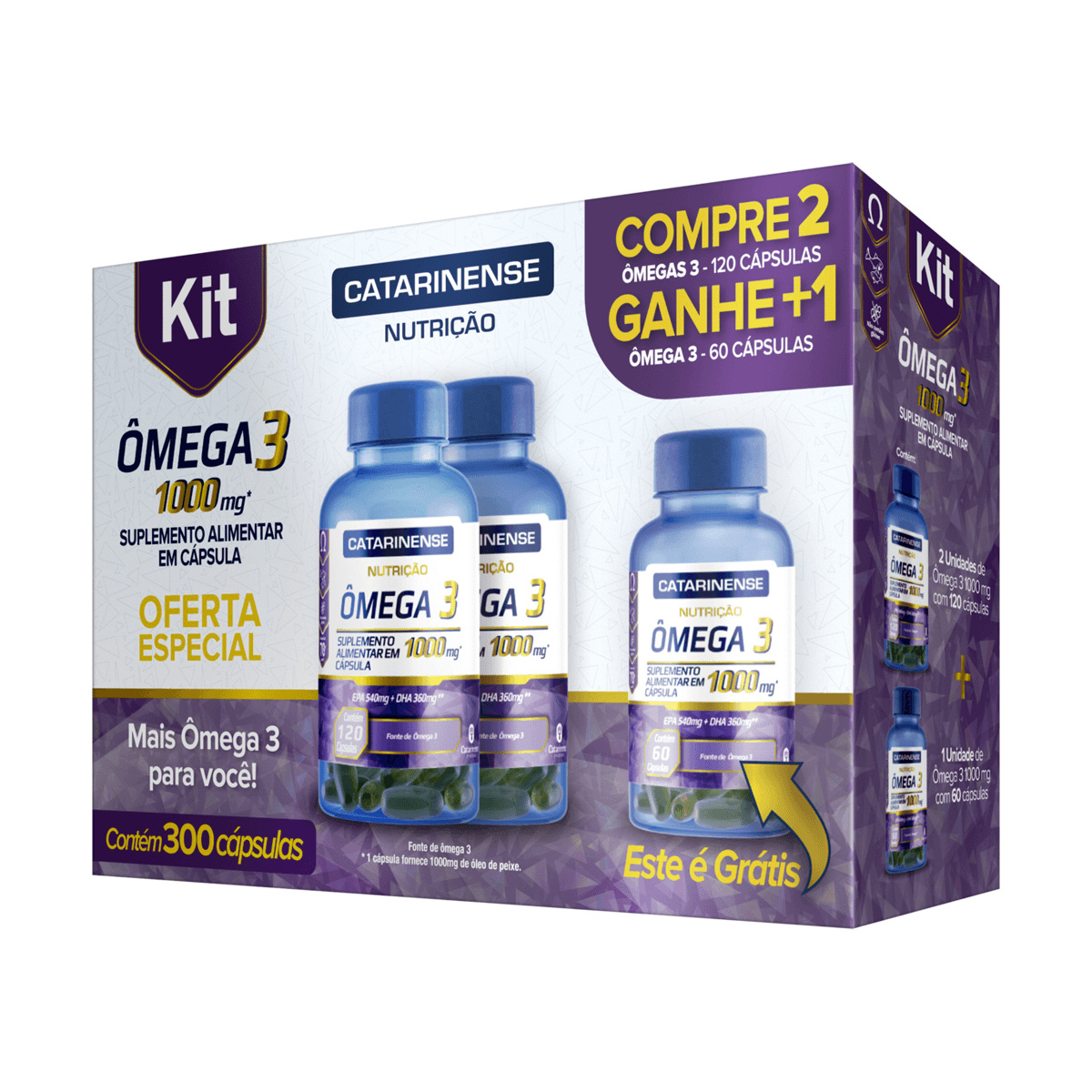 Kit Ômega 3 Catarinense 1000mg 300 Cápsulas — Catarinense | Drogaria Taveira