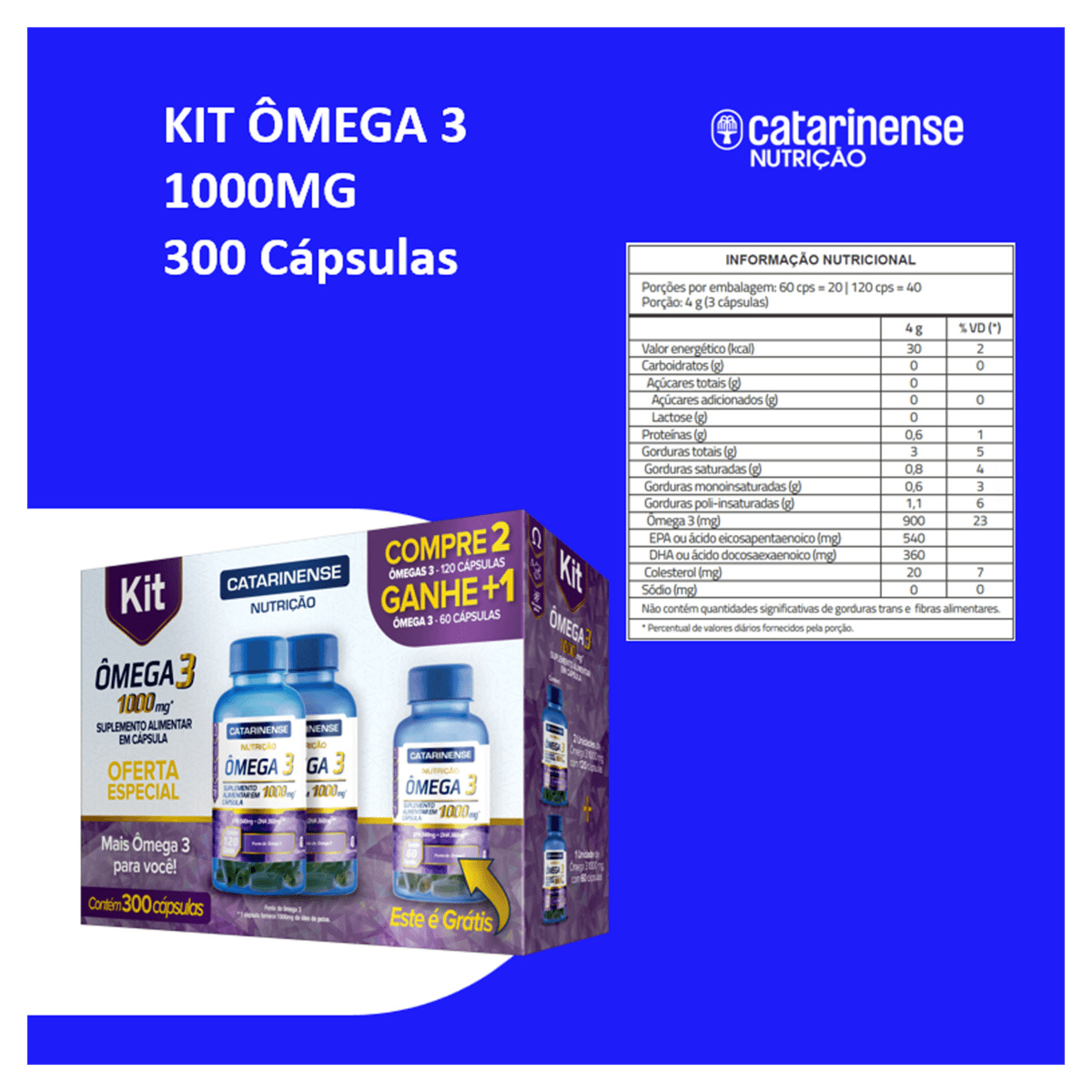 Kit Ômega 3 Catarinense 1000mg 300 Cápsulas — imagem 2 | Drogaria Taveira