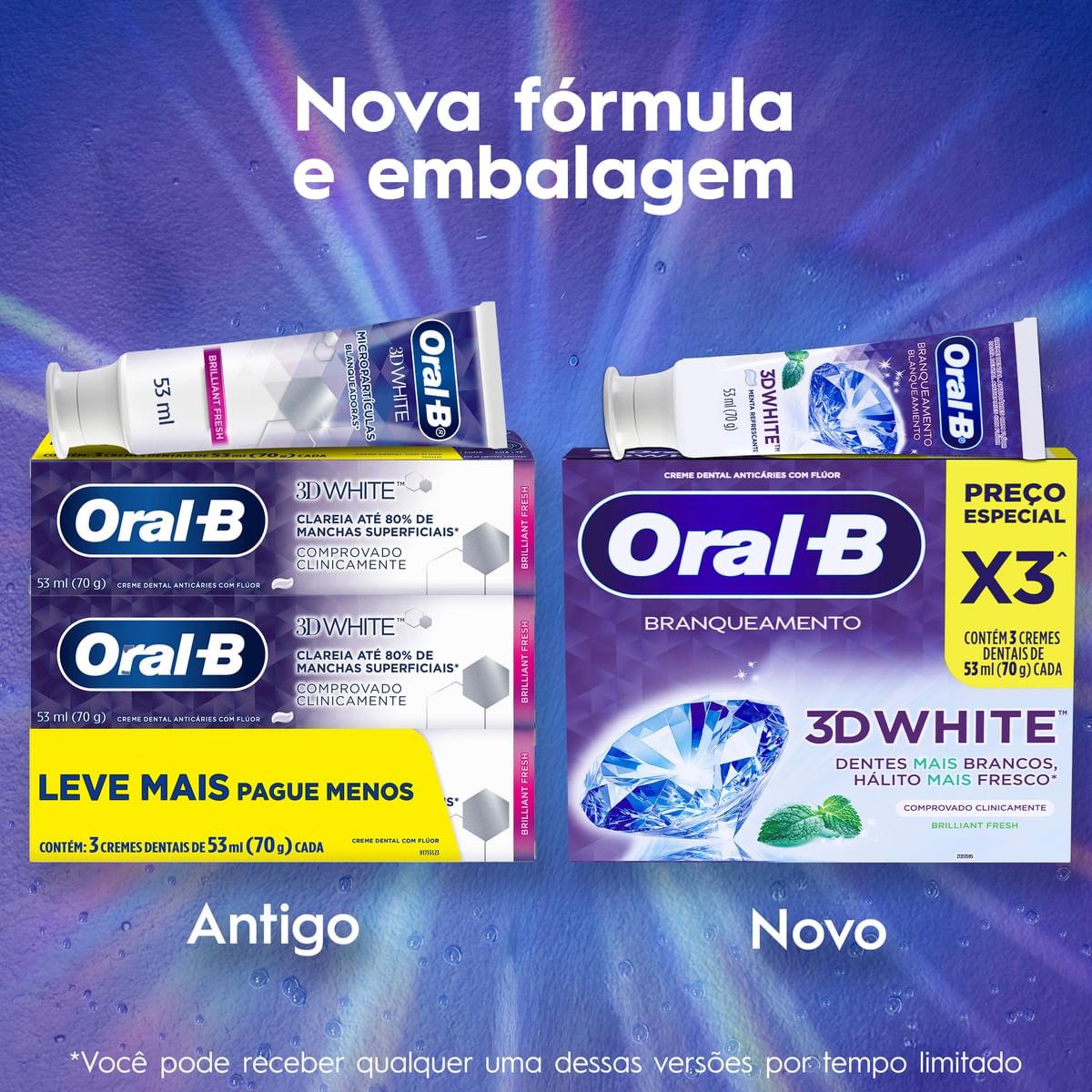 Kit Pasta de Dente Oral-B 3D White Branqueadora 70g 3 Unidades — imagem 4 | Drogaria Taveira