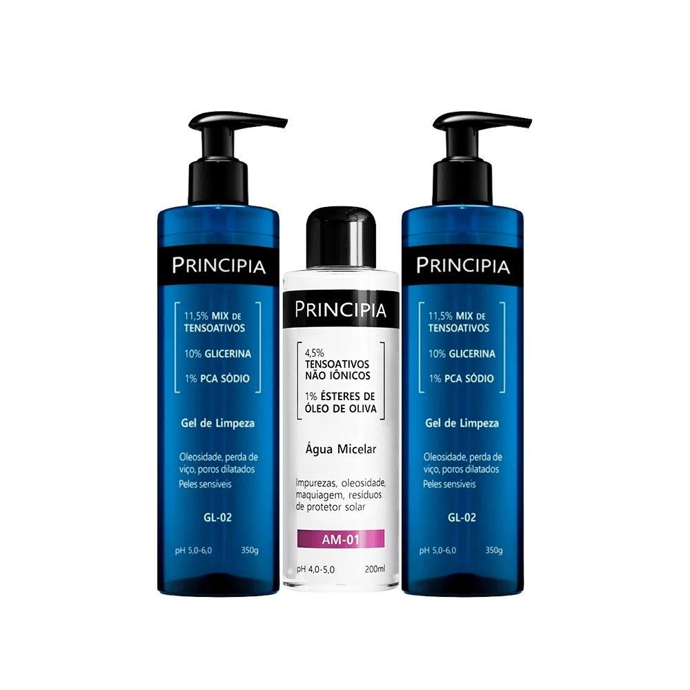 Kit Principia Água Micelar Am-01 200ml + Gel de Limpeza GL-02 350g 2 Unidades — Principia | Drogaria Taveira