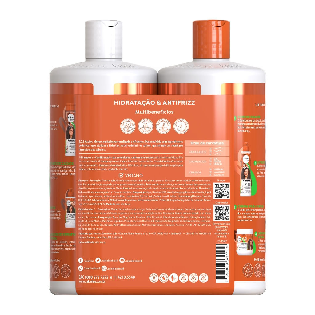 Kit S.O.S Cachos Coco Profundo Shampoo e Condicionador Litrão Salon Line — imagem 3 | Drogaria Taveira
