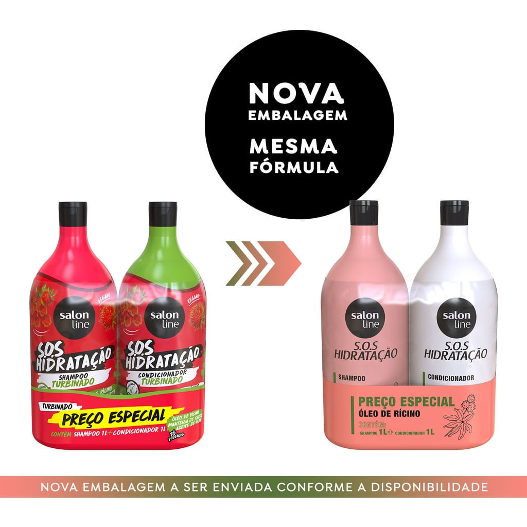 Kit S.O.S Hidratação Óleo de Rícino Shampoo e Condicionador Litrão Salon Line — imagem 2 | Drogaria Taveira