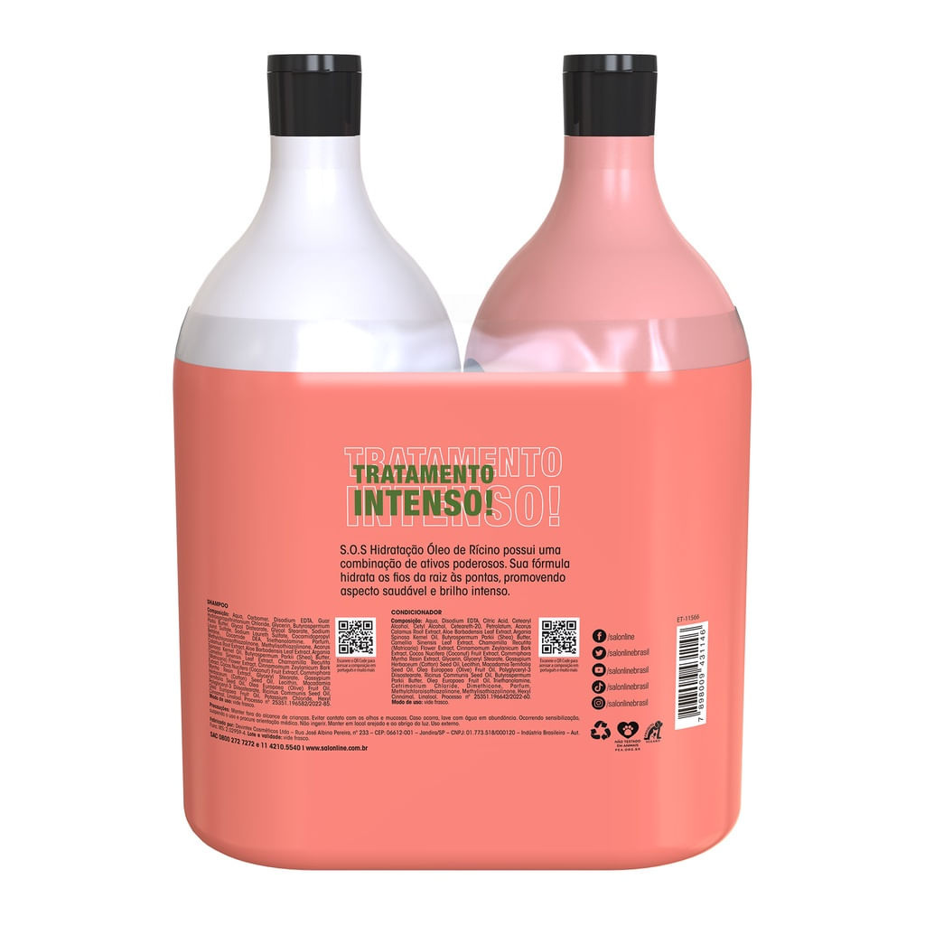 Kit S.O.S Hidratação Óleo de Rícino Shampoo e Condicionador Litrão Salon Line — imagem 3 | Drogaria Taveira