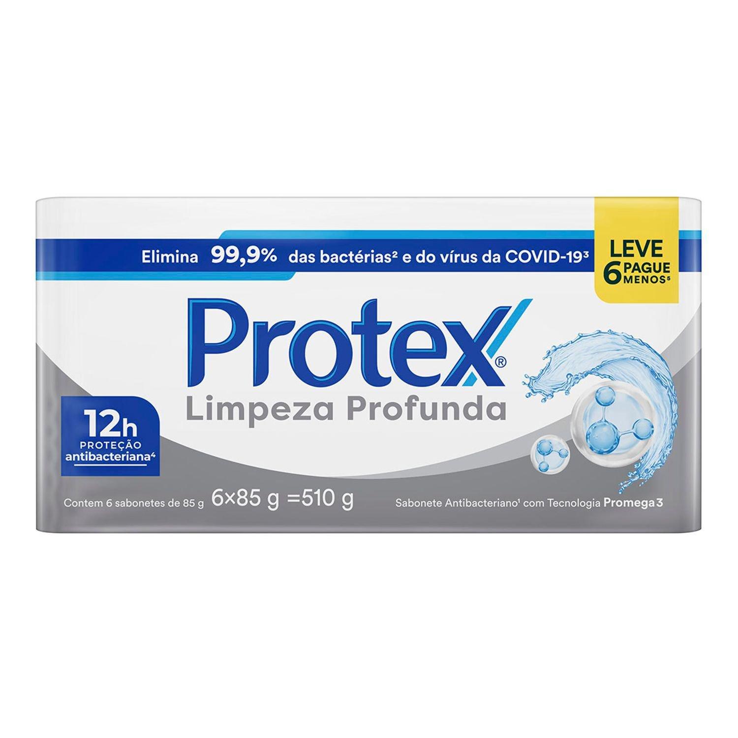 Kit Sabonete em Barra Protex Limpeza Profunda Original Antibacteriano 85g 6 Unidades — imagem 2 | Drogaria Taveira