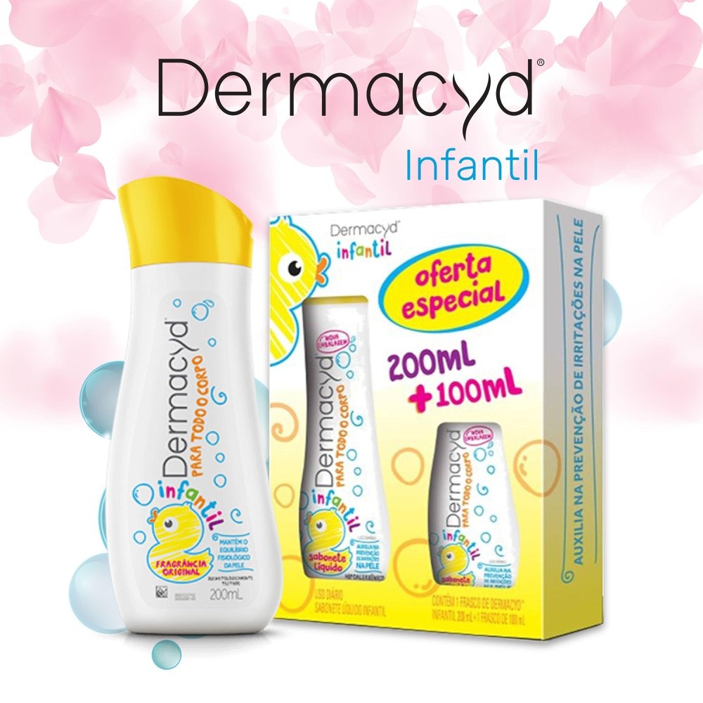 Kit Sabonete Líquido Infantil Dermacyd 200ml 1 Uni + Sabonete Líquido 100ml 1 Uni Oferta Especial 300ml — Dermacyd | Drogaria Taveira