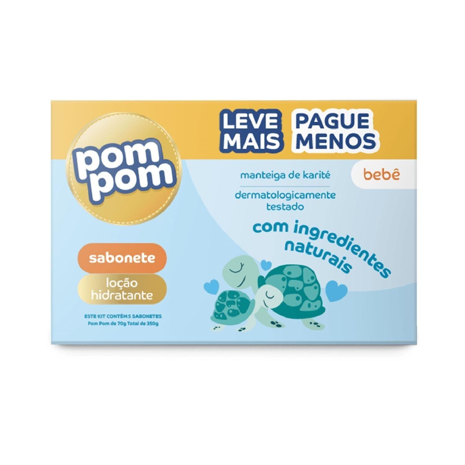 Kit Sabonetes em Barra Infantil Pom Pom Hidratante 70g 5 Unidades — Pompom | Drogaria Taveira