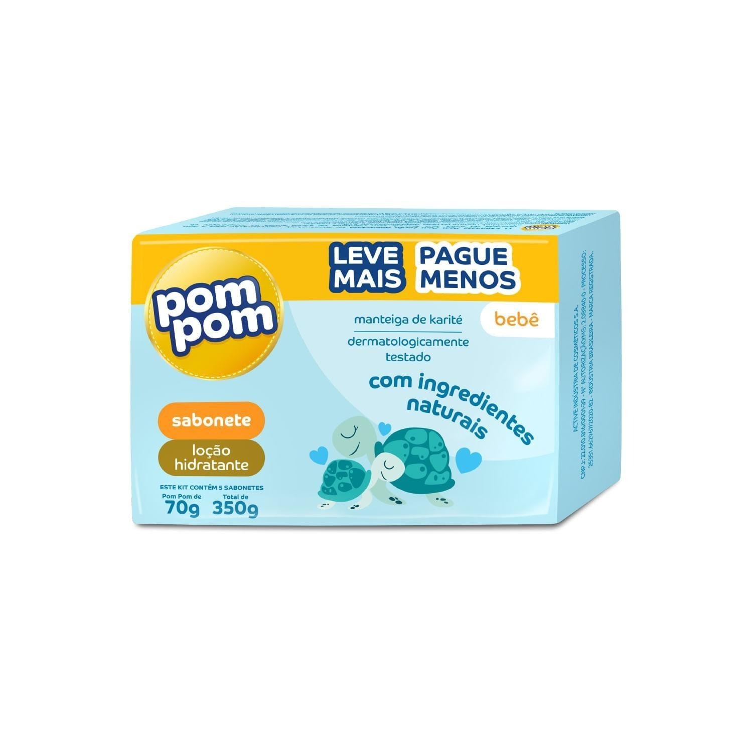Kit Sabonetes em Barra Infantil Pom Pom Hidratante 70g 5 Unidades — imagem 2 | Drogaria Taveira