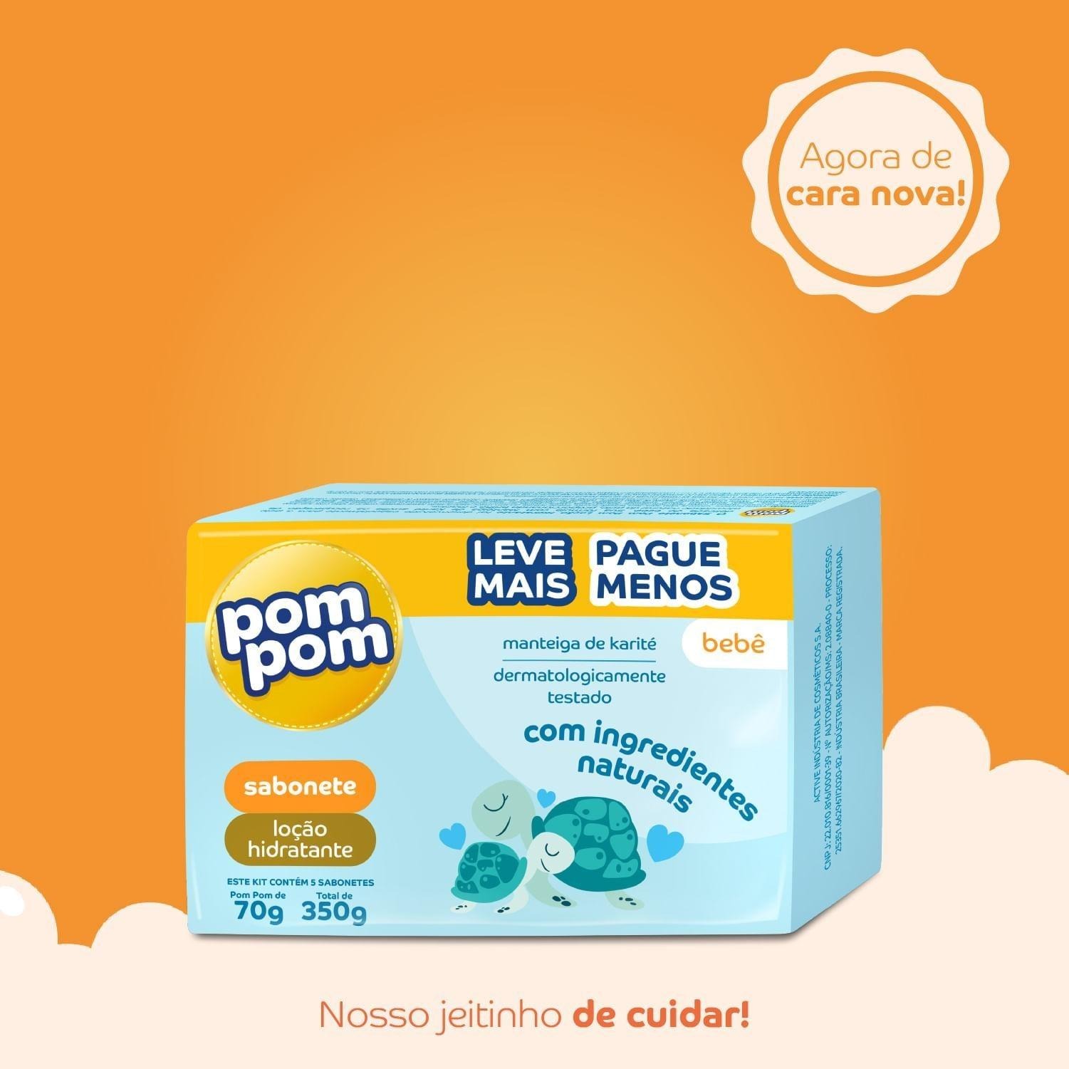 Kit Sabonetes em Barra Infantil Pom Pom Hidratante 70g 5 Unidades — imagem 3 | Drogaria Taveira