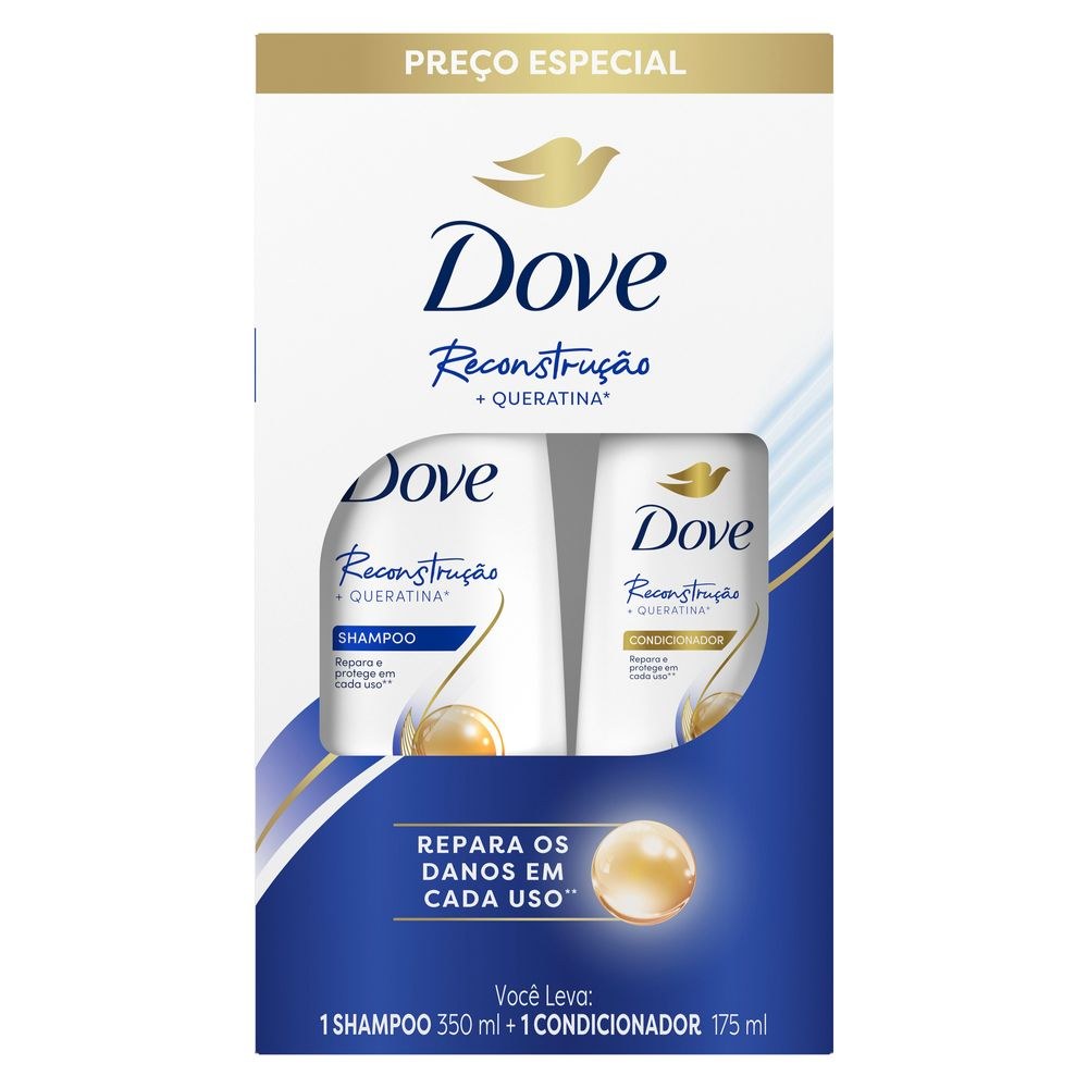 Kit Shampoo Dove Reconstrução Completa 400ml 1 Unidade + Condicionador Dove Reconstrução Completa 200ml 1 Unidade — imagem 2 | Drogaria Taveira