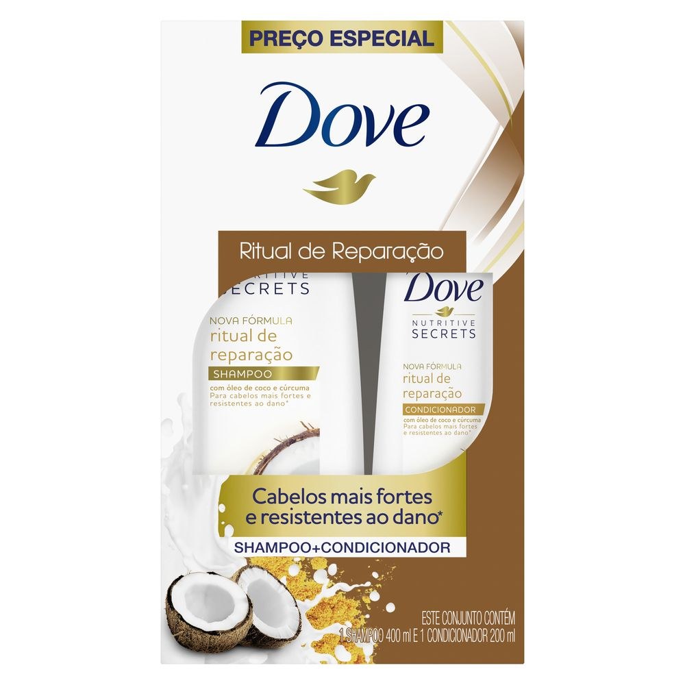 Kit Shampoo Dove Ritual de Reparação 400ml 1 Unidade + Condicionador Dove Ritual de Reparação 200ml 1 Unidade — imagem 2 | Drogaria Taveira