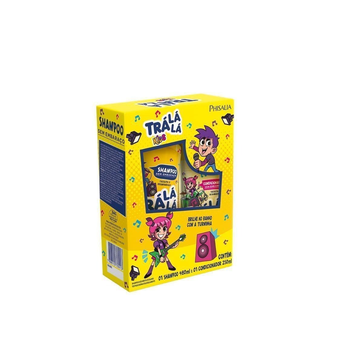Kit Shampoo Infantil Trá Lá Lá Kids Sem Embaraço 480ml 1 Unidade + Condicionador Infantil Trá Lá Lá Kids Sem Embaraço 250ml 1 Unidade — Tralala | Drogaria Taveira
