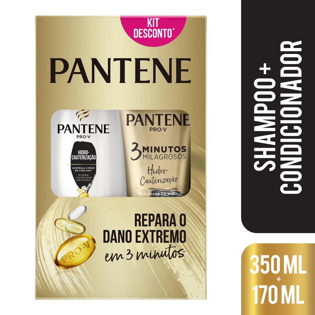Kit Shampoo Pantene Pro-V Hidro Cauterização 350ml 1 Unidade + Condicionador Pantene Pro-V 3 Minutos Milagrosos 170ml 1 Unidade — imagem 2 | Drogaria Taveira