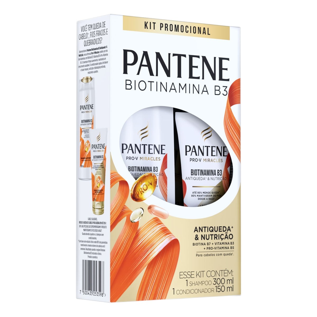 Kit Shampoo Pantene Pro-V Miracles Biotinamina B3 Antiqueda 300ml 1 Uni + Condicionador Miracles Biotinamina B3 Antiqueda 150ml 1 Uni — imagem 3 | Drogaria Taveira