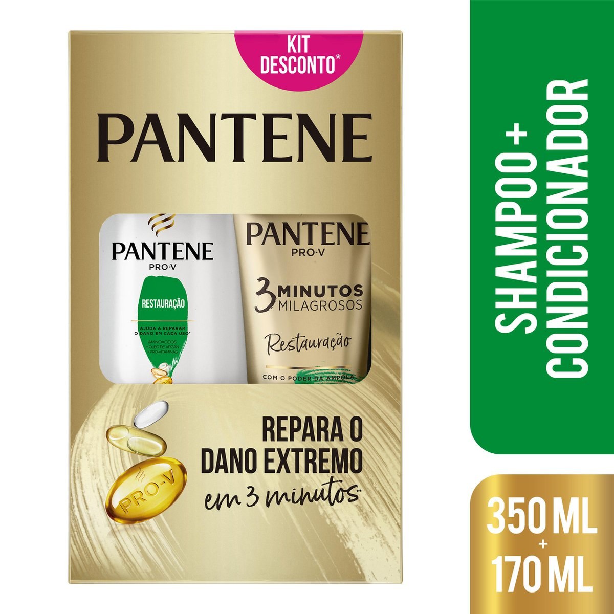 Kit Shampoo Pantene Pro-V Restauração 350ml 1 Uni + Condicionador Pantene Pro-V Restauração 3 Minutos Milagrosos 170ml 1 Uni — imagem 2 | Drogaria Taveira