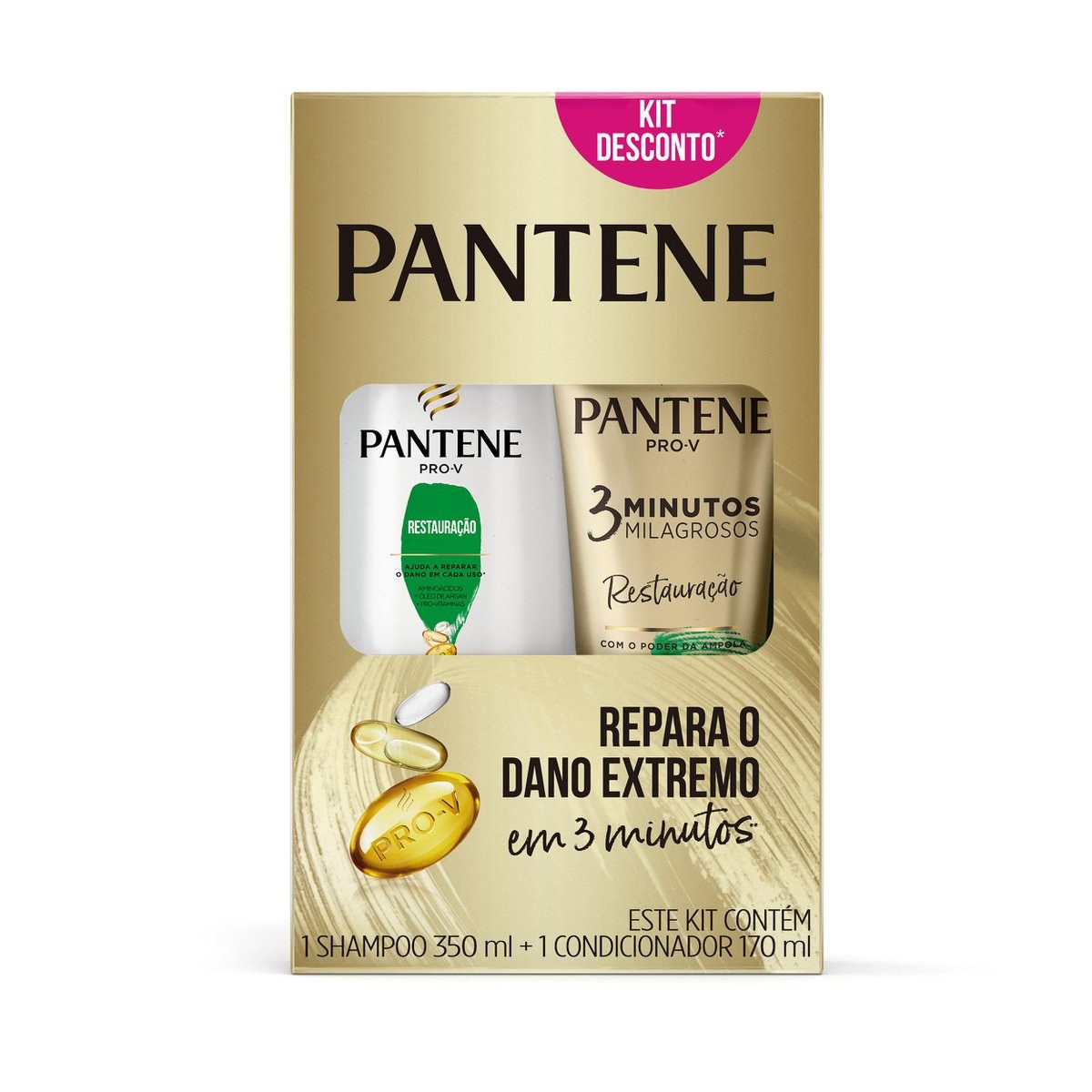 Kit Shampoo Pantene Pro-V Restauração 350ml 1 Uni + Condicionador Pantene Pro-V Restauração 3 Minutos Milagrosos 170ml 1 Uni — imagem 3 | Drogaria Taveira