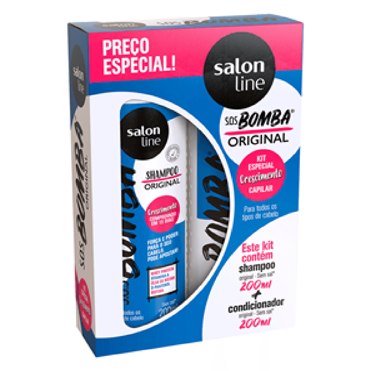 Kit Shampoo Salon Line S.O.S Bomba Original 200ml 1 Unidade + Condicionador Salon Line S.O.S Bomba Original 200ml 1 Unidade — Salon Line | Drogaria Taveira