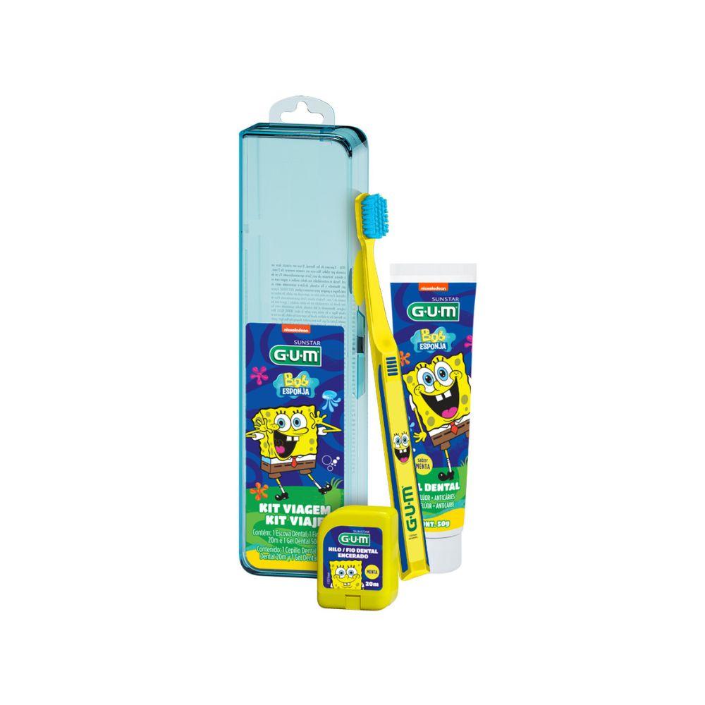 Kit Viagem Bob Esponja Escova Dental Infantil GUM Macia 1 Uni + 1 Fio Dental  Sabor Menta 20m 1 Uni + 1 Gel Dental Flúor Sabor Menta 50g 1 Uni — imagem 2 | Drogaria Taveira