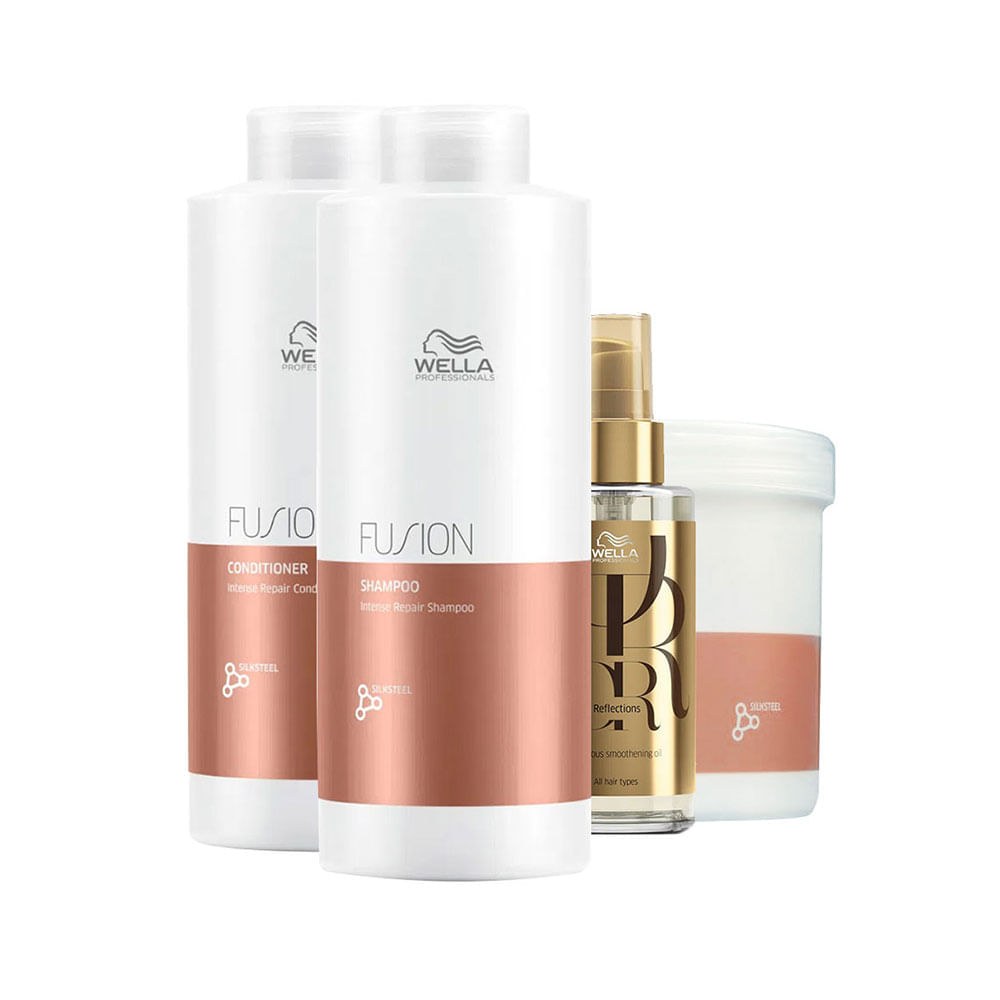 Kit Wella Professionals Fusion - Shampoo 1000 ml + Condicionador 1000 ml + Máscara 500 ml + Óleo 100 ml — imagem 4 | Drogaria Taveira