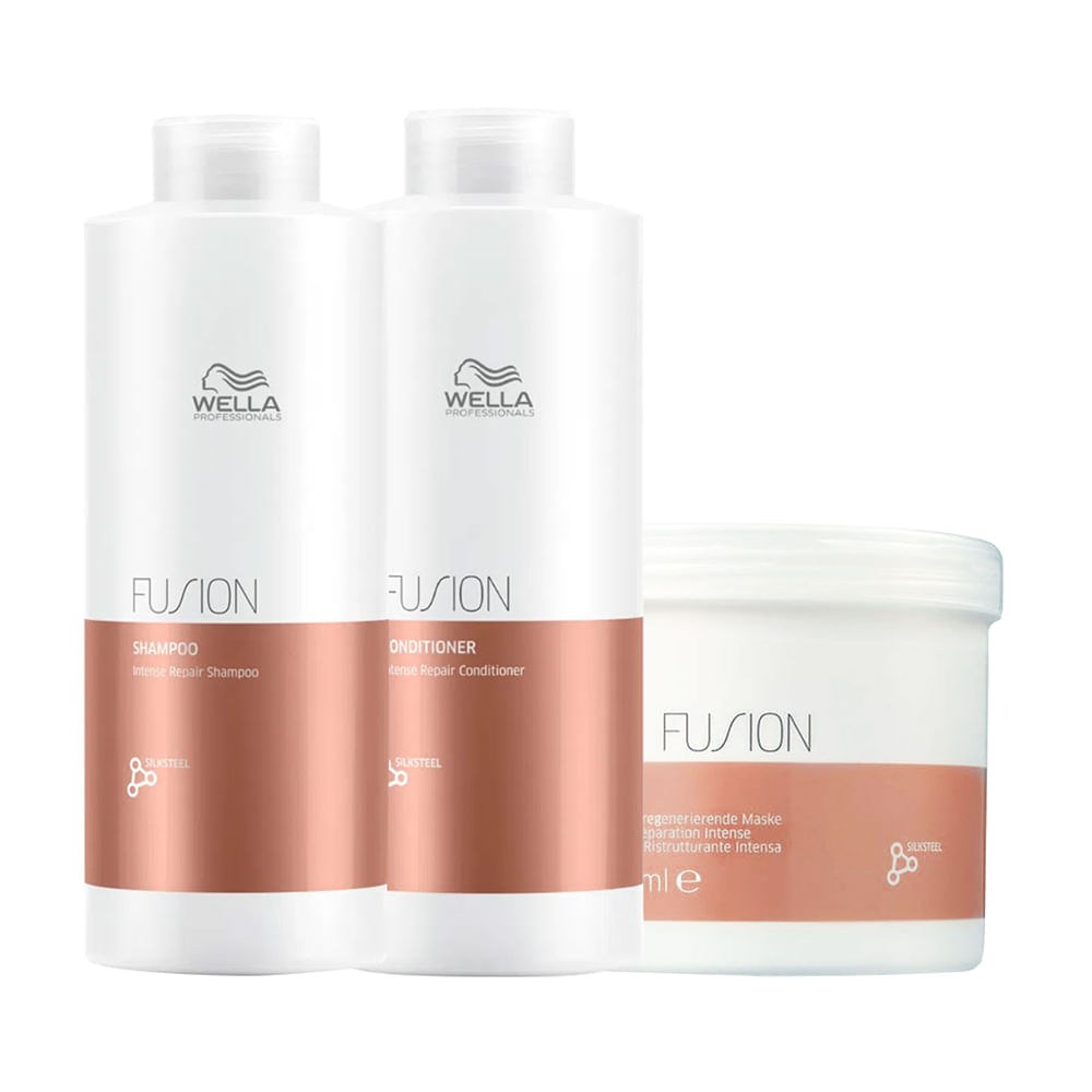 Kit Wella Professionals Fusion - Shampoo 1000 ml + Condicionador 1000 ml + Máscara 500 ml — imagem 3 | Drogaria Taveira