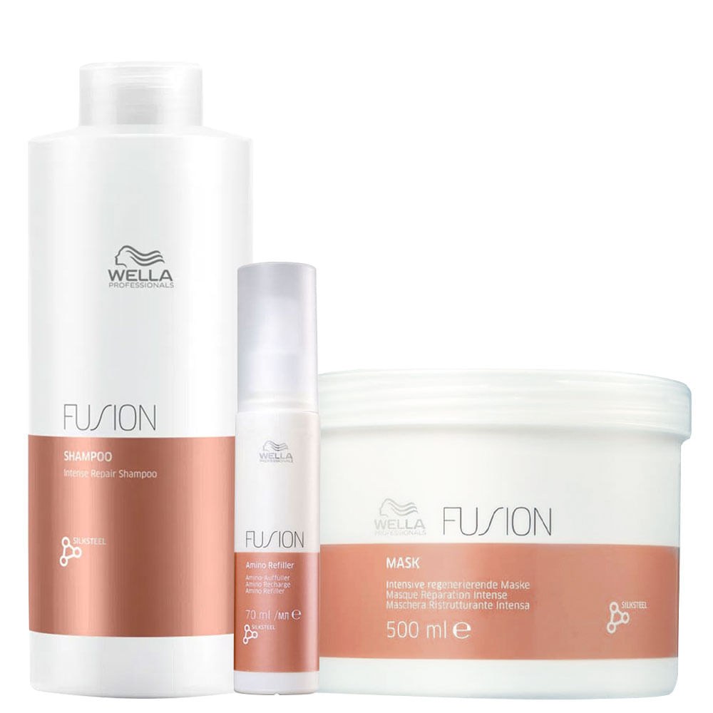 Kit Wella Professionals Fusion - Shampoo 1000 ml + Máscara 500 ml + Tratamento Reconstrução 70 ml — imagem 2 | Drogaria Taveira