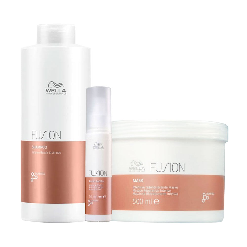 Kit Wella Professionals Fusion - Shampoo 1000 ml + Máscara 500 ml + Tratamento Reconstrução 70 ml — imagem 3 | Drogaria Taveira