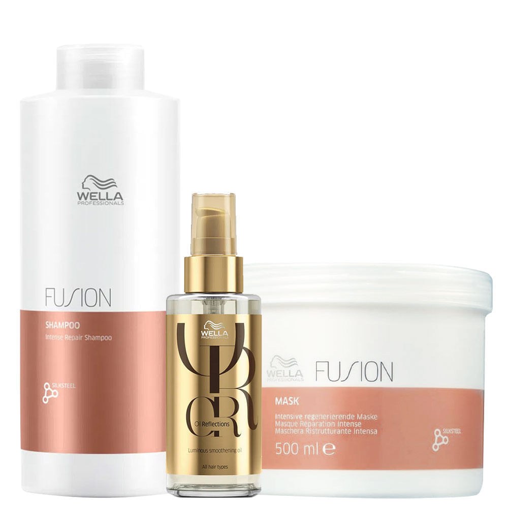 Kit Wella Professionals Fusion - Shampoo 1000 ml + Máscara 500 ml + Óleo 100 ml — Wella Professionals | Drogaria Taveira