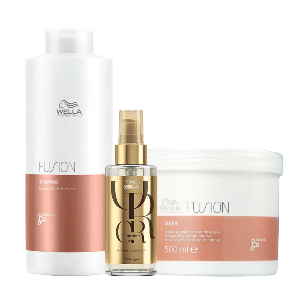 Kit Wella Professionals Fusion - Shampoo 1000 ml + Máscara 500 ml + Óleo 100 ml — imagem 3 | Drogaria Taveira