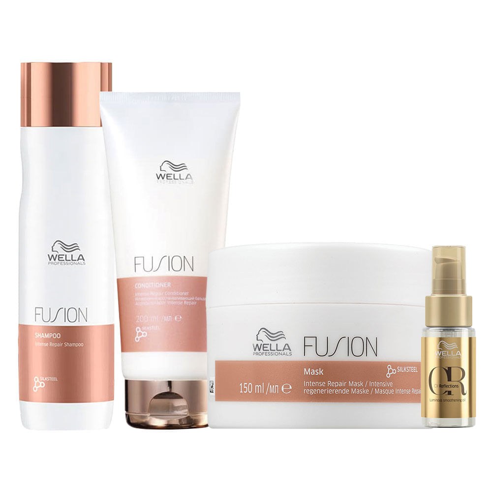 Kit Wella Professionals Fusion - Shampoo 250 ml + Condicionador 200 ml + Máscara 150 ml + Óleo 30 ml — imagem 4 | Drogaria Taveira