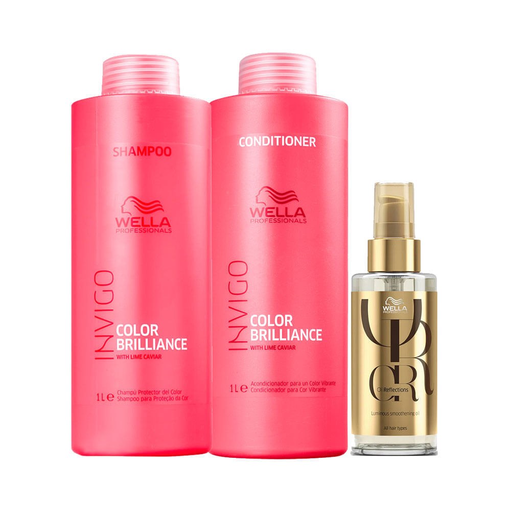 Kit Wella Professionals Invigo Color Brilliance - Shampoo 1000 ml + Condicionador 1000 ml + Óleo Capilar 100 ml — imagem 3 | Drogaria Taveira