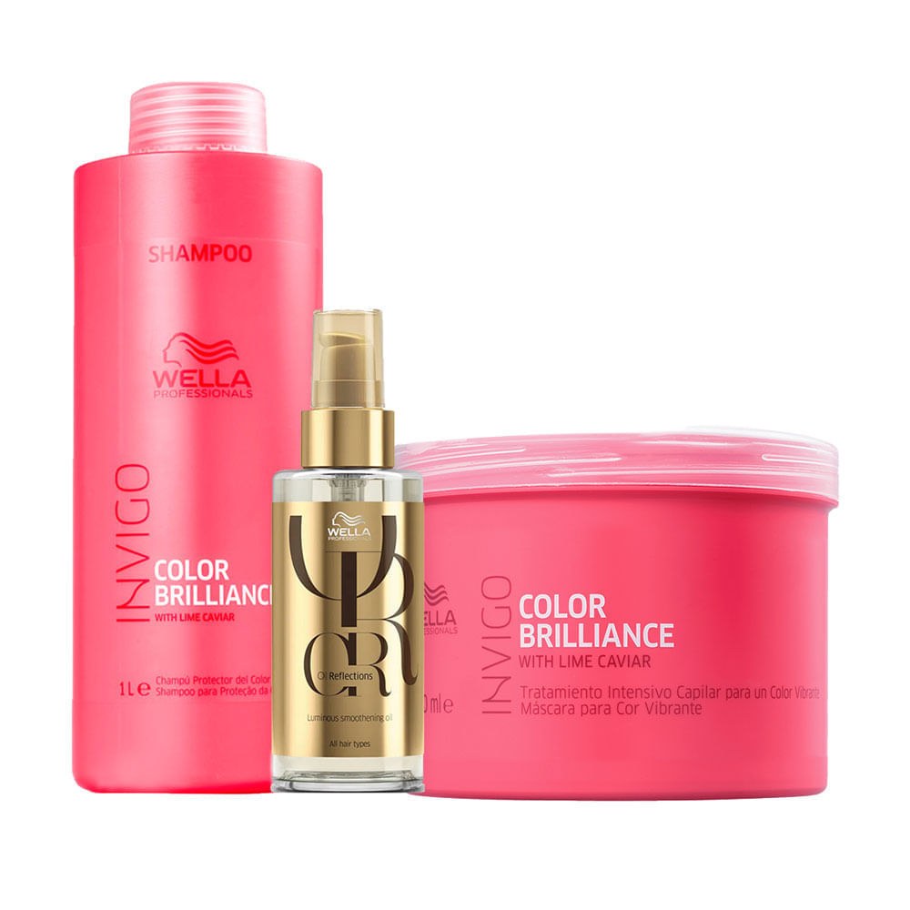 Kit Wella Professionals Invigo Color Brilliance - Shampoo 1000 ml + Máscara 500 ml + Óleo Capilar 100 ml — imagem 3 | Drogaria Taveira